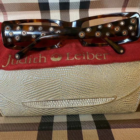 Judith Lieber Handmade in Italy Tortoise Crystal Encrusted Sunglasses